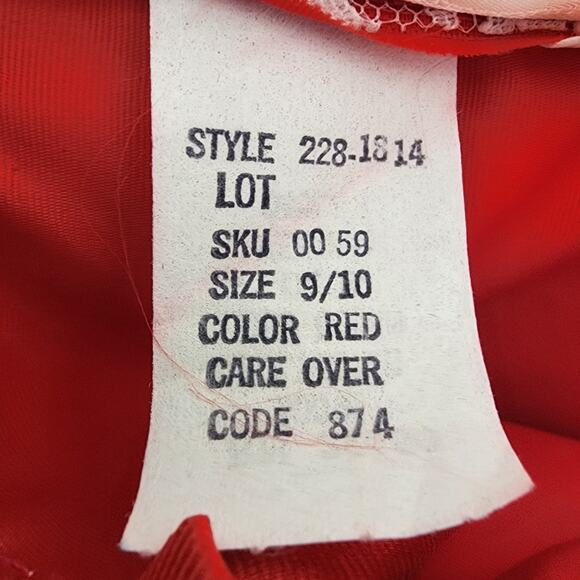 Vintage JCPenney Prom Dress Womens XS Red White Satin Lace Southern Belle Gown - Picture 7 of 11